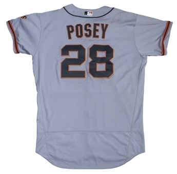 2017 Buster Posey Game Used San Francisco Giants Road Jersey (MLB Authenticated)